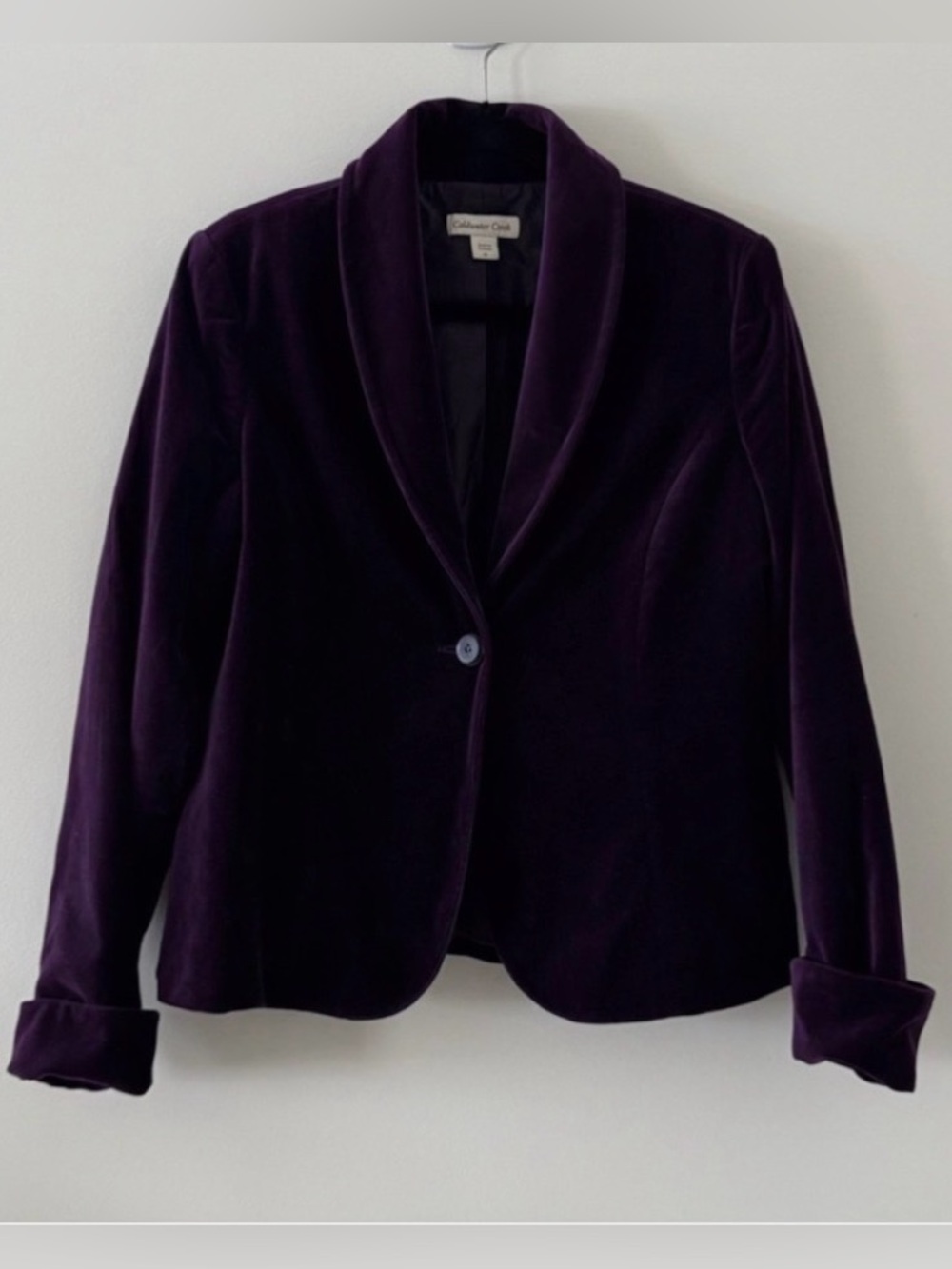 Coldwater Creek Purple Velvet Blazer Jacket Women’s Elegant One Button Size‎ 12